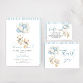 Blue Stripes Twin Bears Baby Shower Napkins Serviette