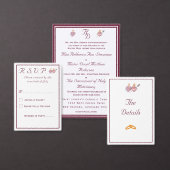 Two Hearts Burgundy Catholic Wedding Invitation Einladung (Personalisiere diese Kollektion eines unabhängigen Creators.)
