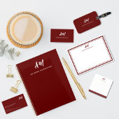 Zwei Monogram Maroon Red Lässig Script Name Post-it Klebezettel