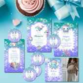 Unterhalb des Meeres Wasserfarben Babydusche Runder Aufkleber