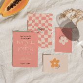 Modern farbenfrohe Groovy Retro Fun Einzigartige H Save The Date