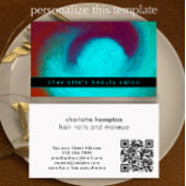 Turquoise Modern Hair Nail Salon Custom QR Code Visitenkarte