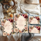 Einzigartige Viktorianische Royal Floral Wedding All In One Einladung