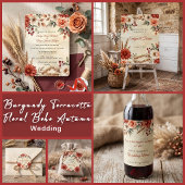 Vintage Herbst Burgunder Pfirsich Blumenhochzeit Programm