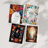 Farbenfrohe Hochzeit mit QR-Code Einladung