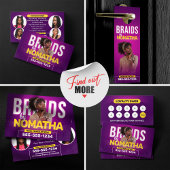 Lebhafter Lila Braids & Wigs Friseur Salon Visitenkarte