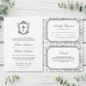 Victorian Black and White Catholic Wedding Save The Date (Personalisiere diese Kollektion eines unabhängigen Creators.)