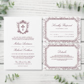 Victorian White and Burgundy Catholic Wedding Save The Date (Personalisiere diese Kollektion eines unabhängigen Creators.)