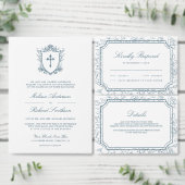 Victorian White and Dusty Blue Catholic Wedding Save The Date (Personalisiere diese Kollektion eines unabhängigen Creators.)