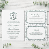 Victorian White and Emerald Green Catholic Wedding Save The Date (Personalisiere diese Kollektion eines unabhängigen Creators.)
