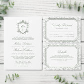 Victorian White and Sage Green Catholic Wedding Save The Date (Personalisiere diese Kollektion eines unabhängigen Creators.)