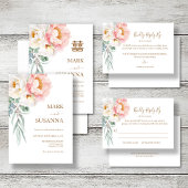 Bilingual Vietnamese Wedding Peony Dankeskarte