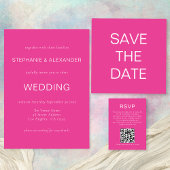 Einfacher Hot-Pink-Line-Grenzübergang Hochzeitspla Save The Date