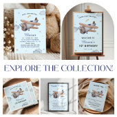 Sky Blue Vintage Airplane 1st Birthday Party Pappbecher