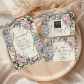 Vintage Jugendstil-Lila Hochzeit Begleitkarte