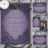 Vintages Bad bis zum Tod Lila Hochzeit Einladung