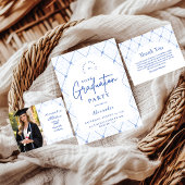 Vintage Blaue Blumengarten-Abschlussfeier Einladung