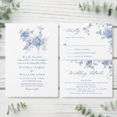 Eleganter Blue French Garden Wedding Save the Date Postkarte (Personalisiere diese Kollektion eines unabhängigen Creators.)