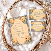 Vintage Blue Jeans Teddy Baby Shower Einladung