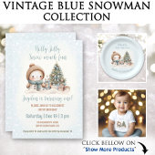 Niedlicher Snowman Weihnachten Vintager Blauer Bog Geschenkpapier