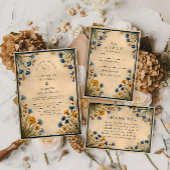Vintage Blue Wildflower Wedding RSVP Karte