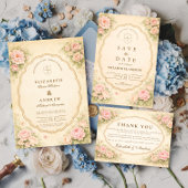Vintage-Rosa-Hochzeit im Rosengarten Save The Date