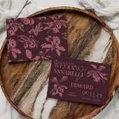 Minimalist Typography Elegant Burgundy Wedding Einladung