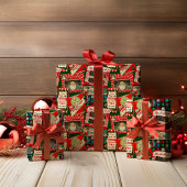 Vintag Snowmen Wonderland Collage Geschenkpapier Set