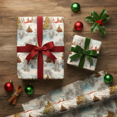 Vintage Christmas Glittering Winter Village Geschenkpapier Set