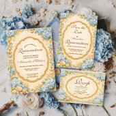 Vintage Coastal Hydrangea Quinceañera Save The Date