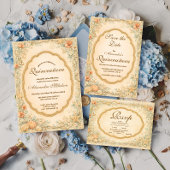 Vintage Coastal Seashell Quinceañera Einladung