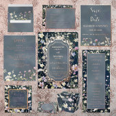 Vintage Elegant Dusty Blue Floral Platzkarte