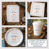 Vintage Fishing Rod O-Fish-Ally One 1st Birthday Button