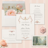 Vintage Garden French Chateau Soft Blush Wedding Einladung