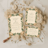 Vintage Green Botanical Wedding Einladung