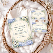 Vintage Hydrangea Floral Frame Baby Shower Serviette