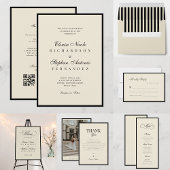 Ivory & Black Old Money Aesthetic Retro Wedding Menükarte