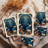 Vintage Hochzeit in Navy Blue Art Nouveau Begleitkarte