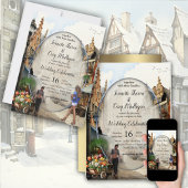 Vintage Altstadt Kunst Serviette