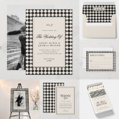 Vintage Old Money Checkered Wedding Table Number Einladung