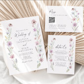 Vintage Pastel Wildflower Meadow Wedding Einladung