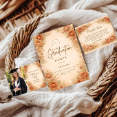 Vintage Peach Rose Graduation Party Einladung