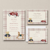 Vintage Toy Car Teddy Bear Baby Shower Einladung
