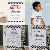 Zwei Fast Race Car Boy 2. Geburtstag Party Einladung