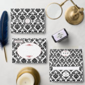 Vintage Rot-, Schwarz-Weiß-Damaskus-Hochzeit Willk Poster (Personalisiere diese Kollektion eines unabhängigen Creators.)