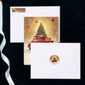 Vintage roter LKW mit Weihnachtsbaum und Geschenke Postkarte (Personalisiere diese Kollektion eines unabhängigen Creators.)