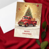 Vintage roter LKW mit Weihnachtsbaum Serviette (Personalisiere diese Kollektion eines unabhängigen Creators.)