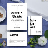 Vintage Modern Photo Collage QR Code Wedding Einladung