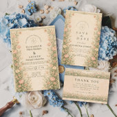 Antike Rosen-Garten-Torbogen-Hochzeit Save The Date