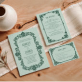 Vintage-Salbei-Wappen-Hochzeitsprogramm Programm